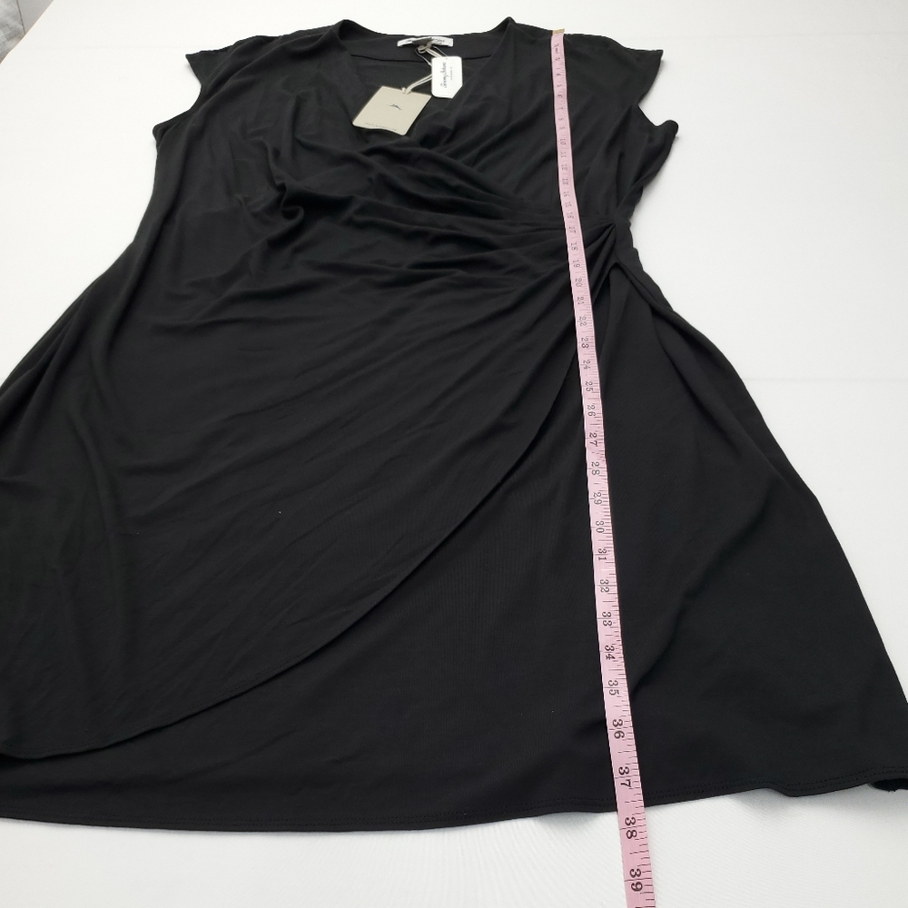 Tommy Bahama Tambour Side Gathered Stretch Black Dress Womens Size XL - Picture 7 of 11